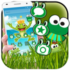 Kawaii Big Eyes Green Cartoon Frog Theme icône