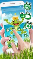 Kawaii Big Eyes Green Cartoon Frog Theme captura de pantalla 1