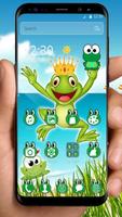 Kawaii Big Eyes Green Cartoon Frog Theme captura de pantalla 3