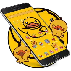 Cartoon yellow cute duck theme Icon