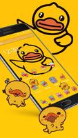 Cartoon yellow cute duck theme پوسٹر