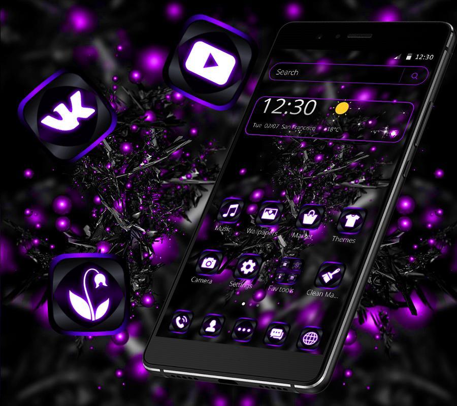 Оформление телефона андроид. Фиолетовая тема. Фиолетово черная тема. Фиолетовая неоновая тема. Фиолетовый андроид.