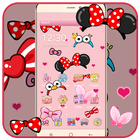 Cartoon pink cute butterfly theme wallpaper-icoon