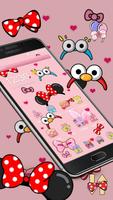 Cartoon pink cute butterfly theme wallpaper plakat