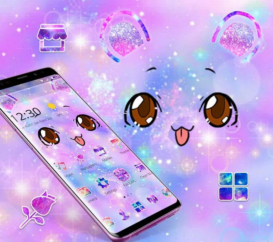 Tải xuống APK Glitter Galaxy Cute Kitty Theme cho Android