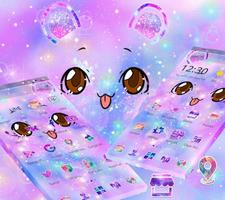 Glitter Galaxy Cute Kitty Theme تصوير الشاشة 1