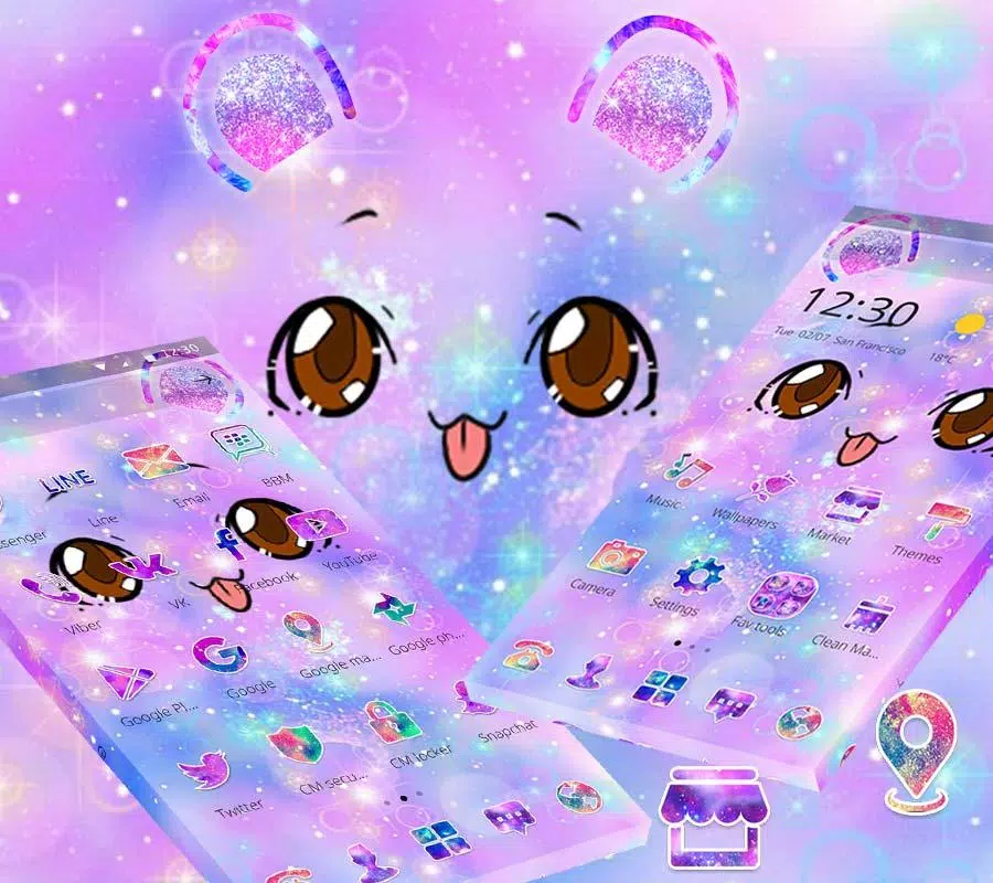 Tải xuống APK Glitter Galaxy Cute Kitty Theme cho Android