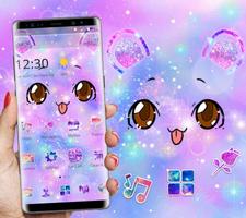 Glitter Galaxy Cute Kitty Theme تصوير الشاشة 2