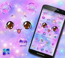 Glitter Galaxy Cute Kitty Theme تصوير الشاشة 3