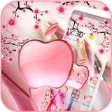 Pink Summer Flower Crystal Apple Theme أيقونة