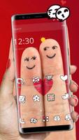 Red Lover Finger Romantic Heart Theme Affiche