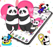 Cute Pink Lovely Panda Launcher Theme🐼💖 plakat
