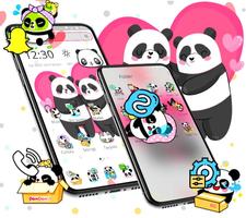 برنامه‌نما Cute Pink Lovely Panda Launcher Theme🐼💖 عکس از صفحه