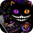 Neon Dark Night Cat Face Theme