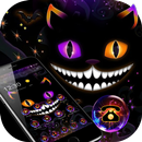 Neon Dark Night Cat Face Theme APK