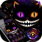 Neon Dark Night Cat Face Theme иконка