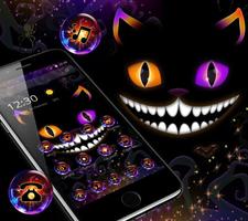 برنامه‌نما Neon Dark Night Cat Face Theme عکس از صفحه