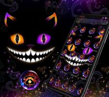 Neon Dark Night Cat Face Theme скриншот 2