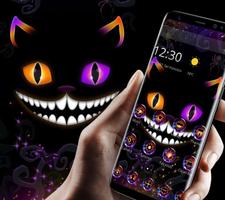 برنامه‌نما Neon Dark Night Cat Face Theme عکس از صفحه