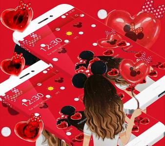 Red Balloon Love Cartoon Girl Theme ảnh chụp màn hình 3