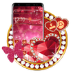 Red Glitter Diamond Heart Launcher Theme