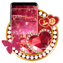 Red Glitter Diamond Heart Launcher Theme aplikacja