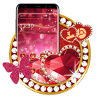 Red Glitter Diamond Heart Launcher Theme আইকন