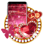 Red Glitter Diamond Heart Launcher Theme icône