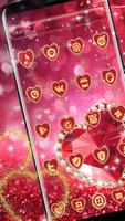 Red Glitter Diamond Heart Launcher Theme capture d'écran 1
