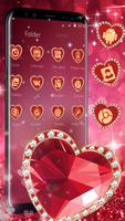 Red Glitter Diamond Heart Launcher Theme 截图 2