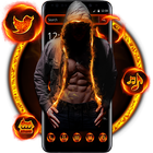 Flaming Hoodie Fighter Launcher Theme आइकन