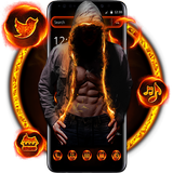 Flaming Hoodie Fighter Launcher Theme आइकन
