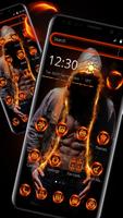 Flaming Hoodie Fighter Launcher Theme постер