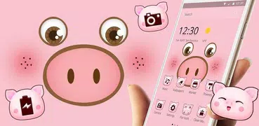 Pink Cartoon Cute Pig Face Theme