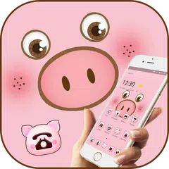 Pink Cartoon Cute Pig Face Theme APK 下載