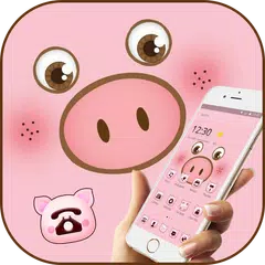 Pink Cartoon Cute Pig Face Theme