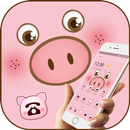 Pink Cartoon Cute Pig Face Theme-APK