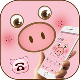 Pink Cartoon Cute Pig Face Theme icône