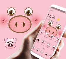 Pink Cartoon Cute Pig Face Theme ポスター