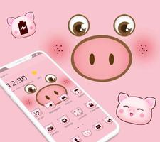 Pink Cartoon Cute Pig Face Theme اسکرین شاٹ 2