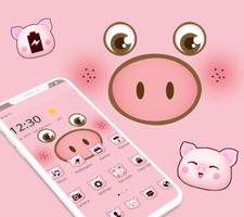 Pink Cartoon Cute Pig Face Theme captura de pantalla 2