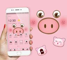 Pink Cartoon Cute Pig Face Theme screenshot 3