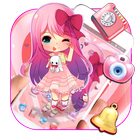 Cartoon Pink Cute Girl Theme icône