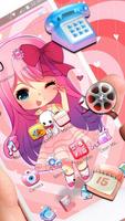 Cartoon Pink Cute Girl Theme capture d'écran 3