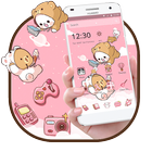Cute Pink Baby Bear Theme icône