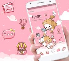 Cute Pink Baby Bear Theme اسکرین شاٹ 1