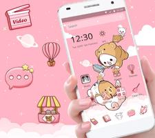 Cute Pink Baby Bear Theme ảnh chụp màn hình 1