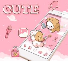 Cute Pink Baby Bear Theme تصوير الشاشة 2