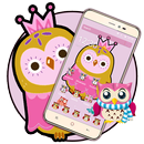 Sweet Pink Cartoon Owl Theme APK