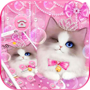 Pink Cute Kitty Crystal Bubble Theme APK
